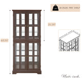 CKEASEAN Glass Display Cabinet, 69" H Curio Cabinet with Adjustable Shelves and 4 Glass Doors, Light Bulb Included, Elegant Antique Showcase, Rack for Living Room/Home Office (Dark Cherry) CKEASEAN