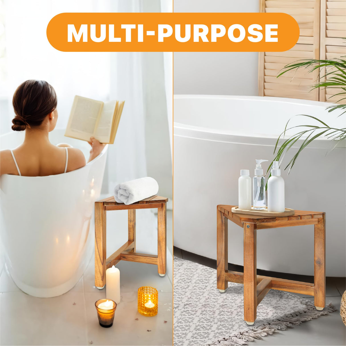 ENKEZI Shower Foot Rest 12 in - Shower Stool for Shaving Legs, Small Corner Bathroom Bench Suitable for Small Shower Spaces - Bath Seat, Spa Foot Rest Shaving Stool Corner ENKEZI