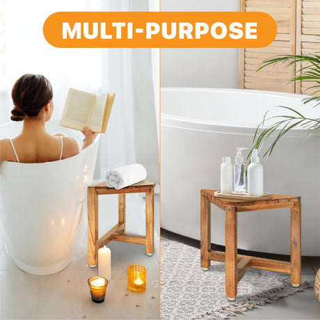 ENKEZI Shower Foot Rest 12 in - Shower Stool for Shaving Legs, Small Corner Bathroom Bench Suitable for Small Shower Spaces - Bath Seat, Spa Foot Rest Shaving Stool Corner ENKEZI