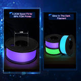 FAHKNS 3D Printer Filament PLA Glow in The Dark 1.75mm 3-D Printing Materials 3 Colors Bundle Print Filimate 1.75 mm Green Blue Purple Filiment Accuracy ±0.05mm Spool Vacuum Pack 250G Rolls Fillament FAHKNS