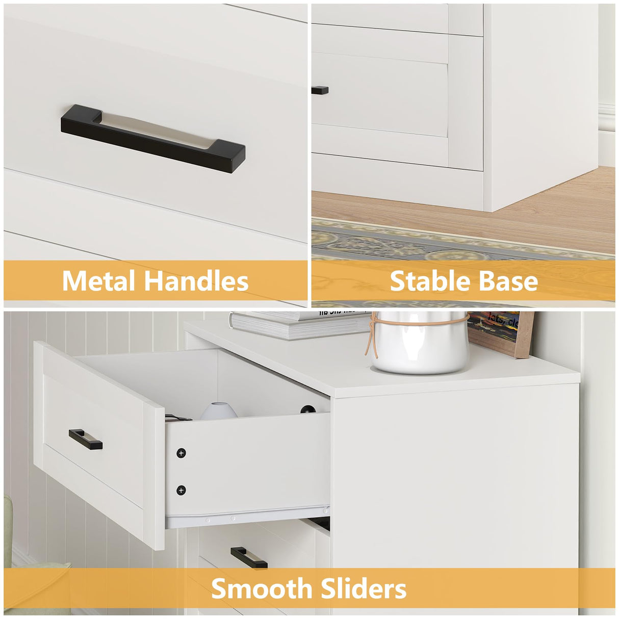 Frmobepts 5 Drawer Dresser for Bedroom, White Dresser with Deep Drawers, Modern Tall Dresser Farmhouse Wooden Dresser Chest of Drawers for Living Room, Hallway, Entryway Frmobepts