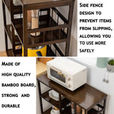 Bamboo Kitchen Baker’s Rack,4-Tier+4-Tier Coffee Bar, Microwave Oven Stand, Large Capacity Utility Storage Shelf Cart on Wheels for Home Kitchen, Living Room and Entrance, Accent (Dark Brown) SHUOXIANG