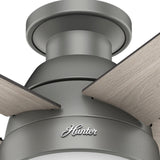 Hunter 59270 Anslee Indoor Low Profile Ceiling Fan with LED Light and Pull Chain Control, 46", Matte Silver Finish Hunter