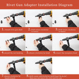 JIOGOWISE 2-in-1 Design Cordless Rivet Gun Adapter and Rivet Nut Adapter,Electric Drill Tools Accessory Kit with Carry Case,7 Metric Mandrels M3 to M12, 6 Rivet Heads 2.4mm to 6.4mm JIOGOWISE