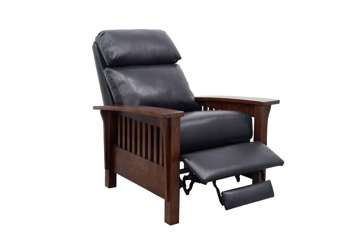 BarcaLounger Mission 7-3323 (Craftsman) All Leather Push Back Manual Recliner Chair - 5700-47 Shoreham Blue All Leather BarcaLounger
