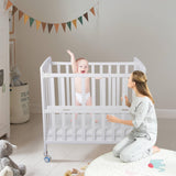 Flwrgirl Baby Bassinets Bedside Sleeper - Pine Wood Bassinet Bedside Sleeper,6 Heights Bedside Bassinet for Baby,Co Sleeper for Baby in Bed with Mattress,Baby Bedside Bassinet Crib,White Flwrgirl