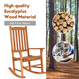 Giantex Set of 2 Porch Rocking Chair Outdoor and Indoor Use, Solid Eucalyptus Wood Rocker with Natural Finish, Front Porch Chairs for Patio Deck Garden, Wooden Rocking Adirondack Chair Set Giantex