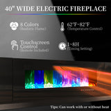 AMERLIFE Fireplace TV Stand with 40" Fireplace, 80" Modern High Gloss Fireplace Entertainment Center LED Lights, 2 Tier TV Console Cabinet for TVs Up to 90", Ivory White AMERLIFE