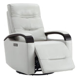 CHITA Genuine Leather Power Swivel Glider Rocker Recliner, FSC Certified Mid Century Modern Recliner Chair for Adults, Adjustable Power Headrest, for Nursery and Living Room, Creamy Grey CHITA
