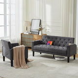 TYBOATLE Mid-Century Modern Tufted Loveseat Sofa Set w/ 2 USB & 2 Cupholders, 2 Piece Living Room Furniture Sets, Small Love Seat Couches for Small Space Apartment Bedroom Office(Dark Gray) TYBOATLE