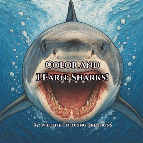 Color and Learn: Sharks!: Fun Facts, Realistic illustrations, and underwater adventure for Kids (Wildlife Coloring Creations) Majosta