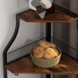 Tioutbot Corner Bar Cabinet with LED Light, Wine Bar Cabinet and Glass Holder, 5-Tiers Storage Space, Industrial Wine Rack for Small Space, Dining Room Tioutbot