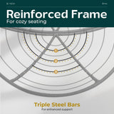 Bme 40" Ergonomic Wicker Papasan Chair with Soft Thick Cushion & Frame, 360° Swivel Papasan Chair, Circle Chair, Reading Chair, Comfy Chair for Living Room, Bedroom, Onyx Stone - Black Base Bme