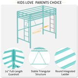 SHA CERLIN Loft Bed Twin Size with Ladder and Guardrail,Heavy Duty Metal Slats Support No Box Spring Needed Small Space Saving Furniture for Bedroom Dorm,Aqua Blue SHA CERLIN