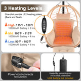 ZENPETIO Heated Hanging Egg Chair with Stand & Leg Rest, Rattan Wicker Swing Chair with UV Resistant Cushion and Pillow, for Indoor Outdoor Bedroom Patio Hanging Basket Chair 370lbs Capacity, Brown ZENPETIO