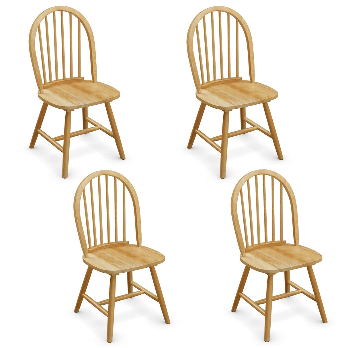 Giantex Wood Dining Chairs Set of 4, Windsor Chairs with Solid Wood Legs, High Spindle Back, H-Shaped Crossbars, Vintage Country Farmhouse Style Wooden Side Chairs Giantex