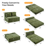 VINGLI Futon Sofa Bed Sleeper Sofa Chair Bed Floor Sofa Twin Small Couch Folding Mattress Couches for Living Room Floor Chair Freestanding RV Futon Couch for Indoor and Outdoor (Olive Green) VINGLI