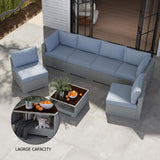 Aug-guan Patio Furniture Set 7-Piece, All-Weather Outdoor Conversation Set Sectional Sofa with Water Resistant Grey Thick Cushions and Coffee Table（Grey） Aug-guan