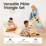 Tiny Land Pikler Triangle Set, 7-in-1 Foldable Pikler Triangle Climbing Toys Set for Kids,Rainbow Climbing Set,Baby Indoor Playground Jungle Gym, Wooden Montessori Climbing Set for Toddler Tiny Land