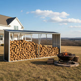 LANTRO JS Outdoor Firewood Racks 129.9", Firewood Storage Shed, Wood Sheds, Firewood Shelter, Log Holder with Roof LANTRO JS