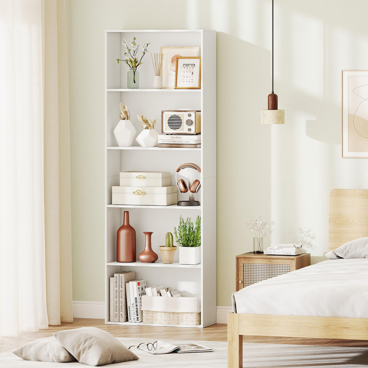 Giantex 5-Tier Bookshelf, Freestanding Bookcase with 5 Open Shelf, Modern Display Shelf, Storage Organizer for Living Room Bedroom Home Office Giantex