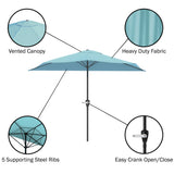 Half Umbrella Outdoor Patio Shade - 9 ft Patio Umbrella with Easy Crank - Small Canopy for Balcony, Table, or Deck by Pure Garden (Blue) Pure Garden