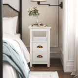 PHI VILLA Narrow End Table with 2 Drawers Nightstand Side Table Bedside Tables Small Sofa Table for Living Room Bedroom PHI VILLA