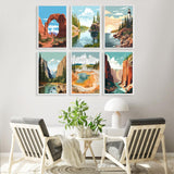 6 Pack Paint by Numbers Kit for Adults Beginner, National Park Adult Paint by Number Kits on Canvas Without Frame, National Park Landscape Oil Painting by Numbers for Home Decor Gift 8” W x 12”L Fountor