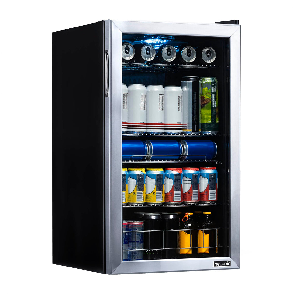 NewAir Mini Refrigerator and Cooler - 177 Mini Cans or 126 Regular Can - Drink Dispenser with Adjustable Shelves and Glass Door - Mini Fridge for Wine, Beer or Soda- Ideal for Dorm, Office, Bar NewAir