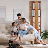 Athena Collection Rotating Bamboo Bookshelf, 6-Tier Floorstanding Corner Bookcase, 360-Degree Modern Open Book Storage Rack for Living Room Bedroom Office Furniture, Brown Athena Collection