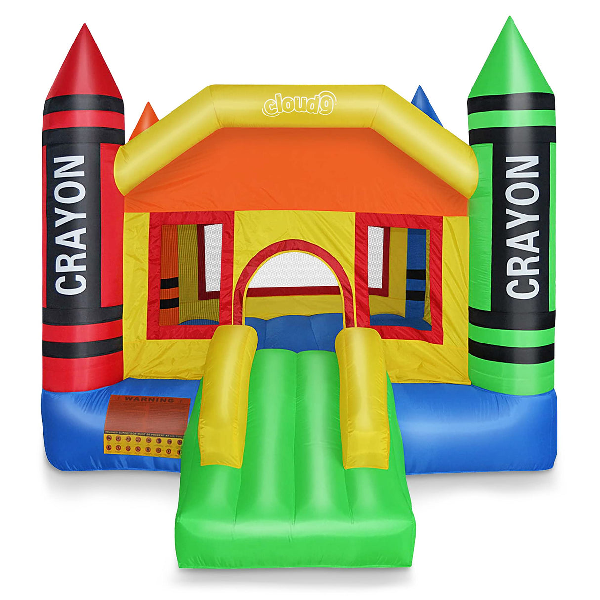 Cloud 9 Mini Crayon Bounce House with Slide, Inflatable Bouncer for Kids, Without Blower Cloud 9