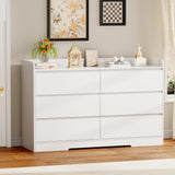BEWISHOME White Dresser for Bedroom, 6 Drawer Dresser Chest of Drawers, Wood Dressers for Closet, Wide Modern Dressers with Fence for Living Room, Hallway, Entryway, TV Stand, White KCG04W BEWISHOME