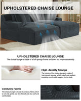 80 Inch Double Chaise Lounge Chair Indoor, Oversized Sectional Corduroy Upholstered Boneless Sofa Bed, Deep Seat Sleeper Loveseat Reading Chairs, Cloud Sofas Couches, No Assembly Required (Dark Grey) HANXIN