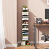 TUTOTAK Bookshelf, 8-Tier Bookcase, Narrow Spine Book Shelf for Small Space, Corner Standing Shelf for Living Room, Office, Study, Entryway, Olive Green BS06BOG008 TUTOTAK