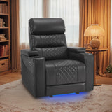 MCombo Power Recliner Chair with Adjustable Headrest, Home Theater Seating with USB & Type-C Port, Armrest Storage & LED Light HTS432SET (Dark Grey, Single Recliner) MCombo