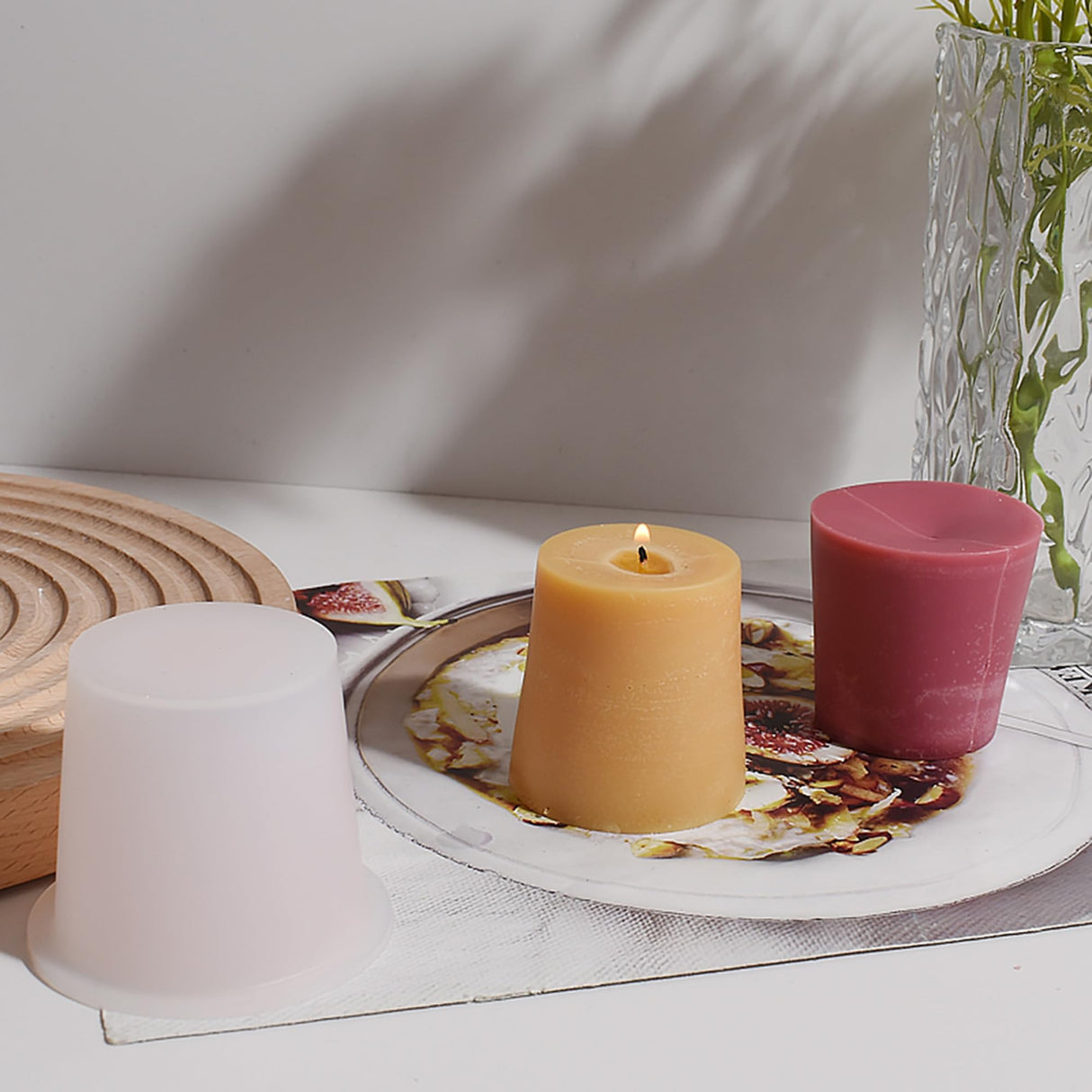 3 Pack Cylinder Candle Mold - Votive Candle - Silicone 3D Molds for Pray, Peony & Home Decor - Resin Casting & Soap Making Molds ESEDAGE