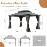 Domi 10' X 12' Hardtop Gazebo, Aluminum Metal Gazebo with Galvanized Steel Double Roof Canopy, Curtain and Netting, Permanent Gazebo Pavilion for Patio, Backyard, Deck, Lawn… domi outdoor living