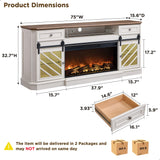 RedLemon Farmhouse Fireplace TV Stand for 85 Inch TV, 32” Tall Highboy Entertainment Center w/36” Electric Fireplace, Modern Media Console w/Drawers Storage for Living Room, Antique White RedLemon