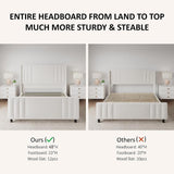 Albott King Size Platform Bed Frame, Upholstered Bed with Vertical Channel Tufted Wingback Headboard & Footboard, Premium Velvet, No Box Spring Needed, Cream Albott