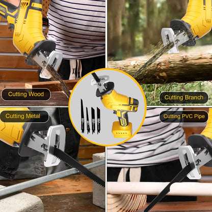 Cordless Reciprocating Saw Compatible With Dewalt 20V Max Battery, Electric Reciprocating Saw Variable Speed 0-3500 SPM, 4 Saw Blades,Power Reciprocating Saws for Wood/Metal/PVC Cutting - WoodArtSupply