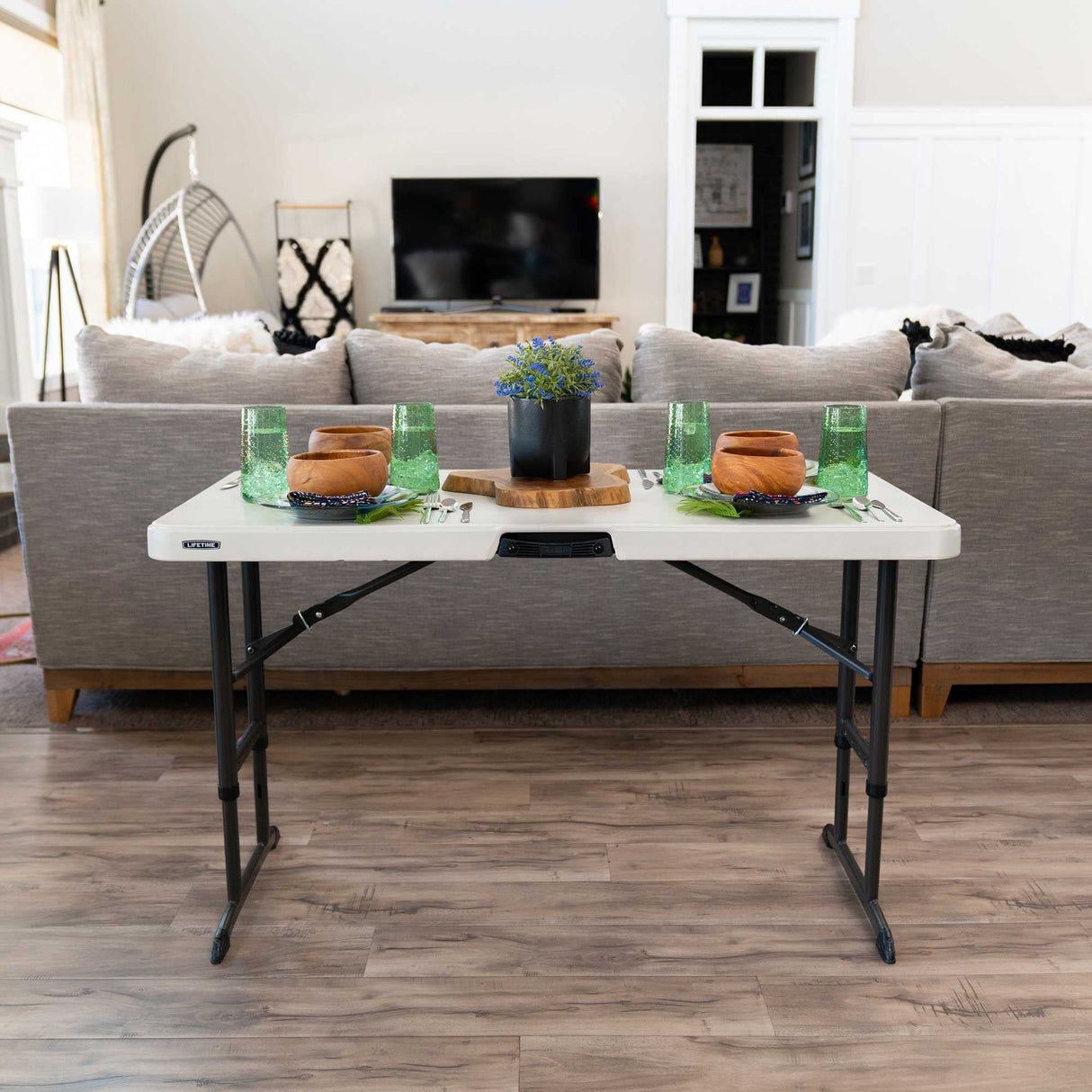 LIFETIME 80387 4-Foot Commercial Adjustable Folding Table, Almond Lifetime