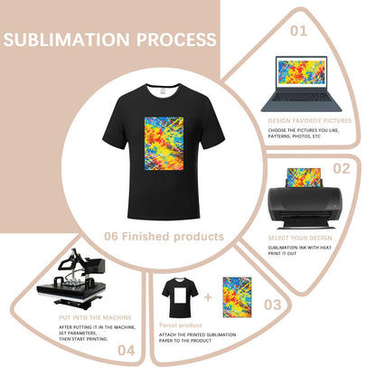 ORJ 5 PCS Adult Sublimation Blank T Shirt Unisex Polyester Shirts Crew Neck Short Sleeve for Sublimation Black T Shirt