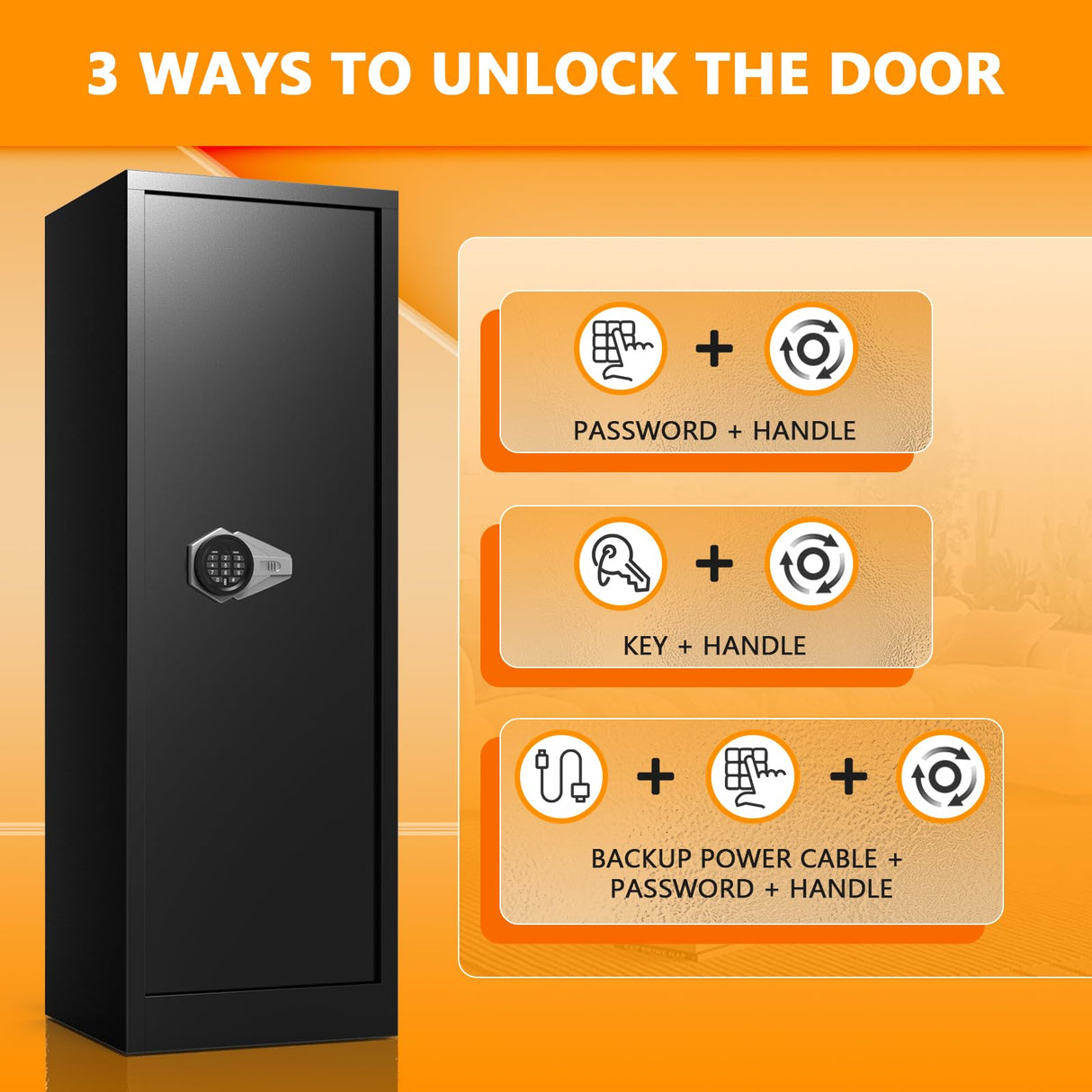 ANXINWEI 10-12 Gun Safe, Large Gun Safe for Rifles and Pistols, Quick Access Rifle Safe for Home, Dual Alarm Gun Cabinets for Rifles and Shotguns, Long Shotgun Safe with Mute Mode ANXINWEI