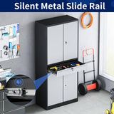 Yizosh Metal Garage Storage Cabinet with Locking Doors and Adjustable Shelves, Tool Storage Cabinet with 1 Drawer - 71" Steel Locking Cabinet for Garage, Warehouse (Gray Black) Yizosh