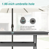 Homenjoy 9 Pieces Patio Table and Chairs Set, HDPS Weather Resistant Outdoor Patio Dining Set with Umbrell Hole, Rectangle Outdoor Dining Table with 8 Patio Chairs for Balcony Backyard Deck, Grey Homenjoy