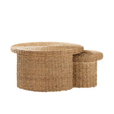 HULALA HOME Coastal Nesting Rattan Coffee Table, Large 39.75" and Small 24.5" Tables, Natural Water Hyacinth Bamboo Frame HULALA HOME