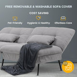 COMHOMA Convertible Sofa Bed,68″Fabric Couch with Adjustable Backrest,Loveseat Recliner Sleeper Living Room Furniture futon Set,Grey COMHOMA