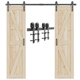 Signstek 10 FT Double Sliding Barn Door Hardware Track Kit, Wood Slab Use, for Garage, Kitchen, Bedroom, Fit 30'' Wide Door Panel-Smoothly and Quitely-Easy to Install (J Shape Hanger) Signstek
