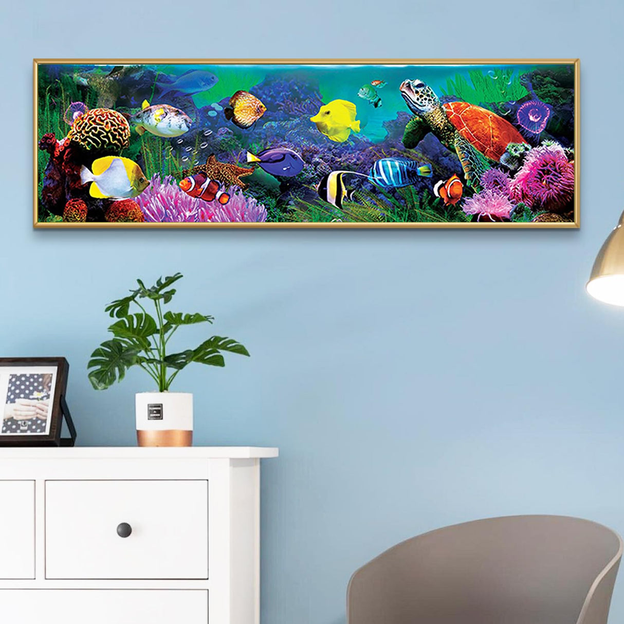 YALKIN 5D Diamond Painting Kits for Adults, Large Sea World Fish Diamond Art Kits Full Drill Diamond Painting Kit for Adult Beginners, DIY Crystal Picture Art for Home Wall Decor 30x90cm/12x35in YALKIN