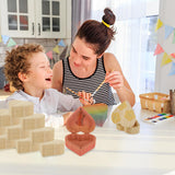 ACXFOND 12PCS Unfinished Unpainted Wooden Box with 20PCS Art Brushes, Unfinished Wooden Heart Box with Hinged Lid Wood Craft Box Organizer for Jewelry Box Gift Box Artist Tool ACXFOND